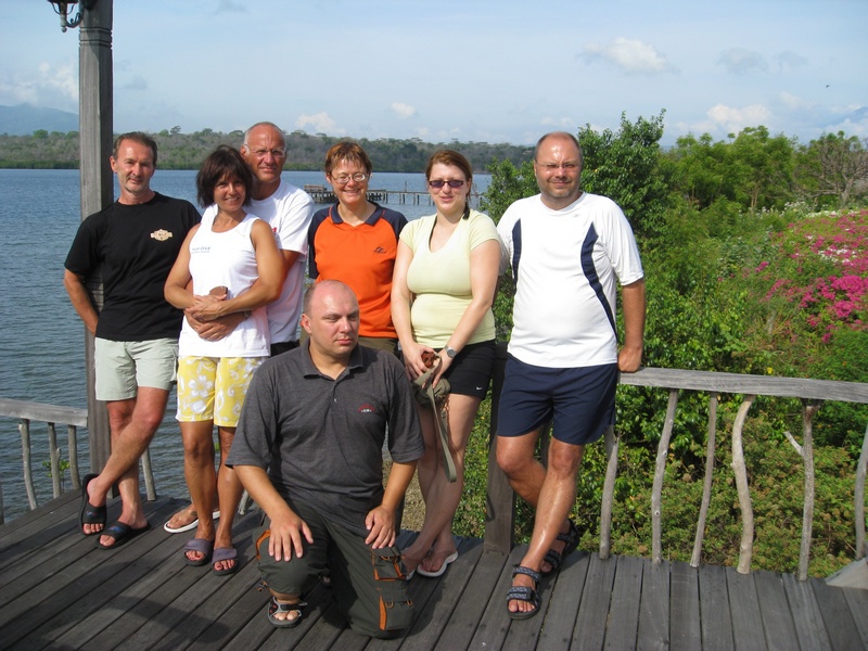 Wir Taucher auf der Terrasse